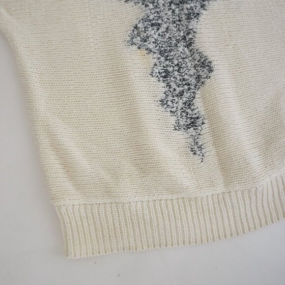 Vintage Dynanite White Black Knit Crewneck Sweater P/S - Picture 7 of 14